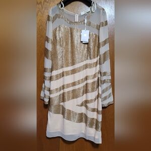 Lotus Thread New York Gold Sequin Mini Dress Size 6.